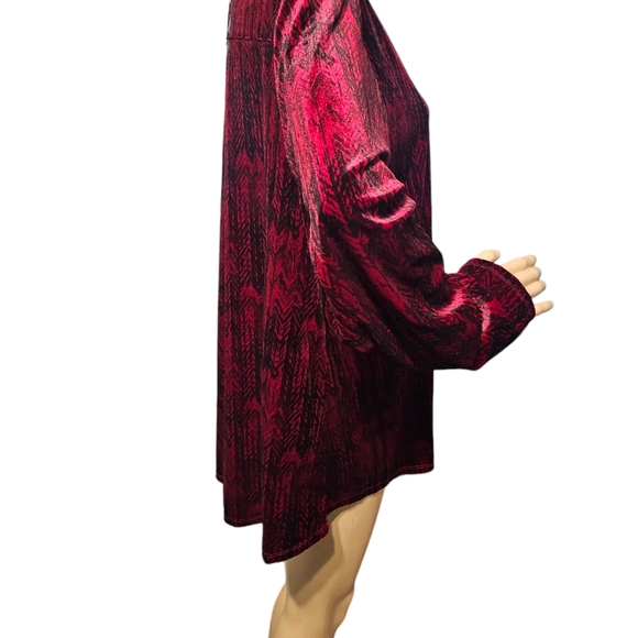 Intro Red&Black Women's Velvet Long Sleeves Shirt Sie XL NWT - Picture 3 of 8
